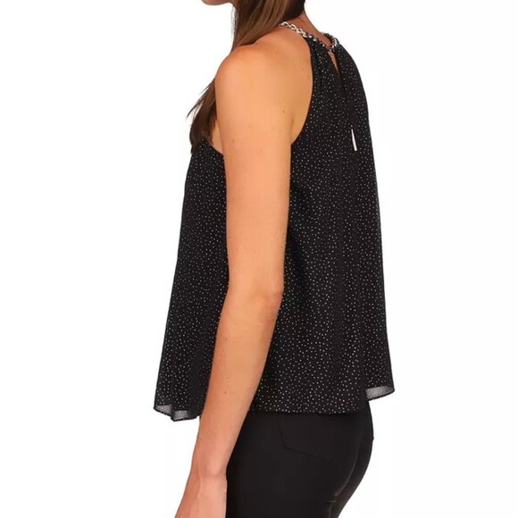 MICHAEL KORS Womens Black Metallic Embellished Chain Detail Sleeveless - Picture 2 of 3